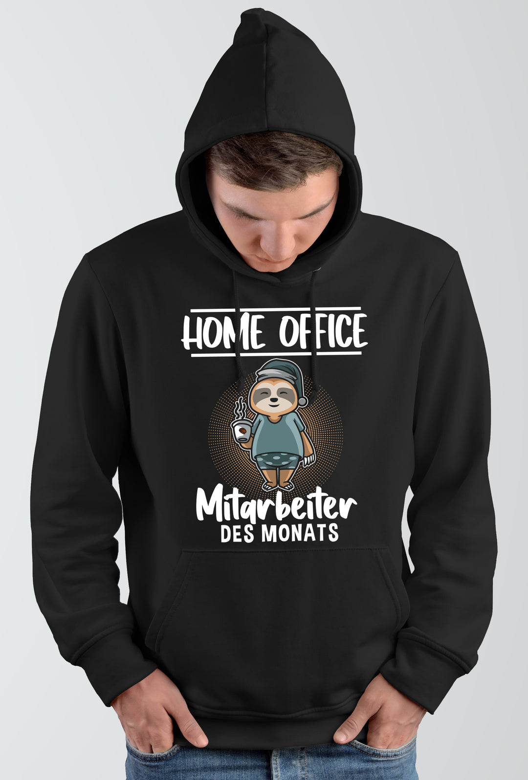 Home Office Kapuzenpullover| Faultier Chillen Kaffee Büro | M1