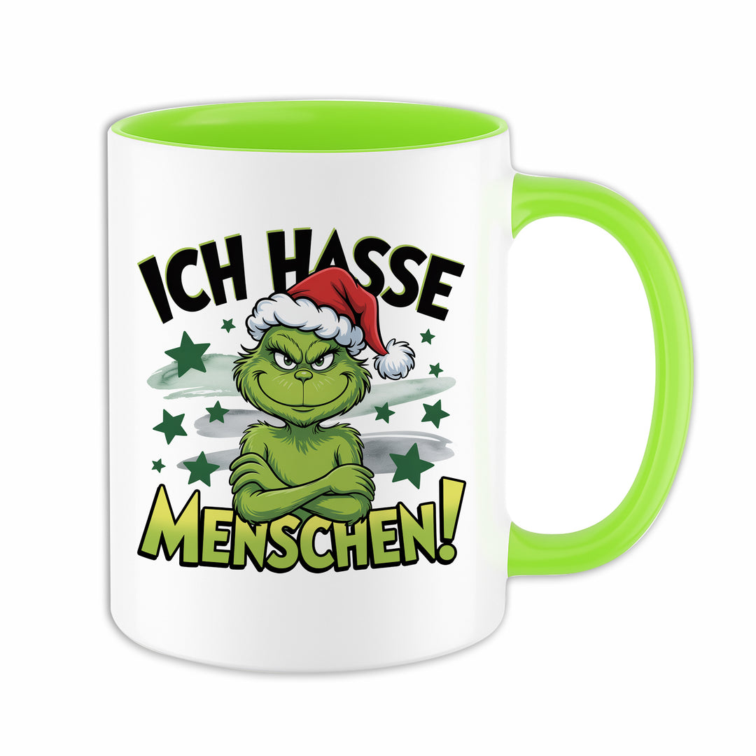 Ich hasse Menschen Tasse | Lustige Kaffeetasse Weihnachtstasse Humor Kaffeebecher