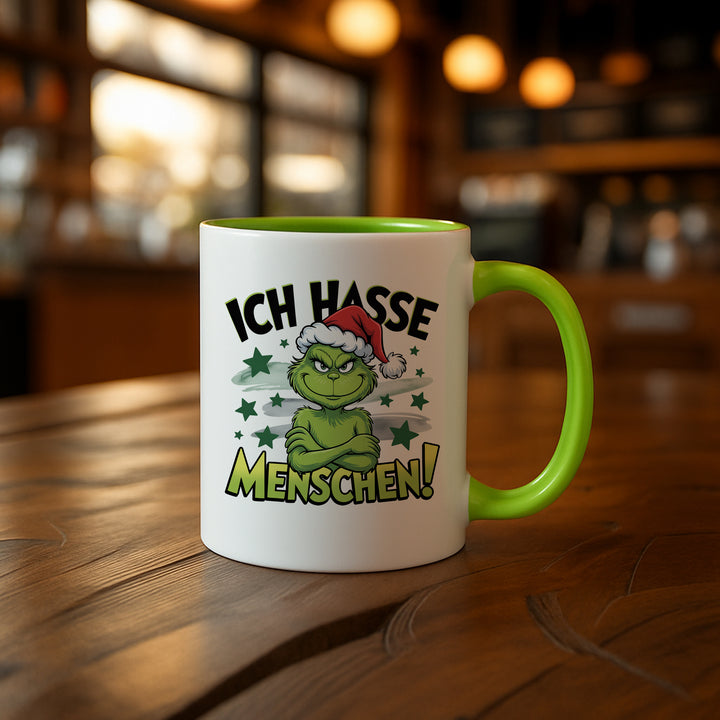 Ich hasse Menschen Tasse | Lustige Kaffeetasse Weihnachtstasse Humor Kaffeebecher