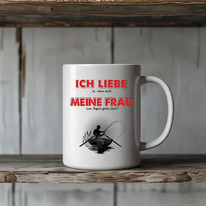 Ich liebe meine Frau Tasse | Kaffeetasse Geschenk für Ehemann Partner Kaffeebecher Angler Fussball Jäger Kampfsport