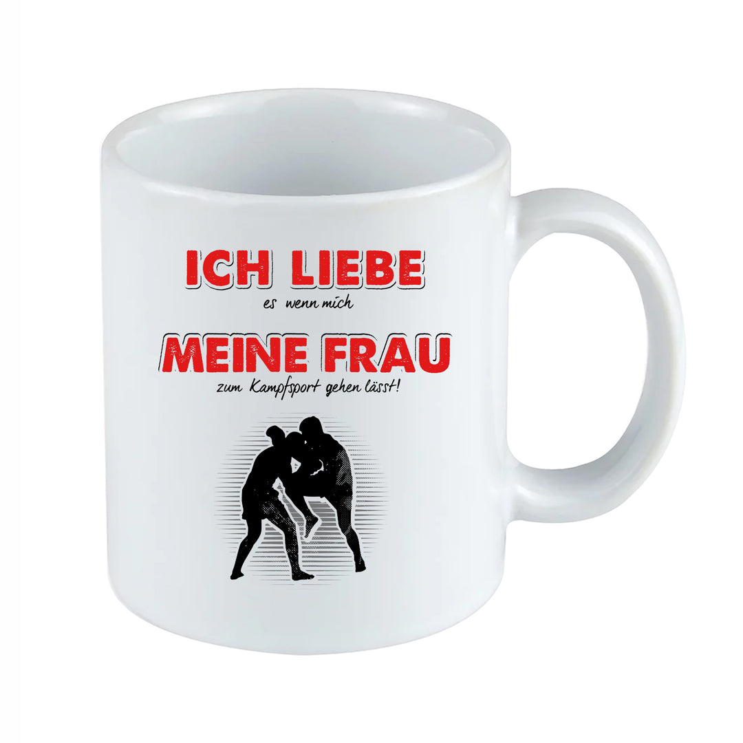 Ich liebe meine Frau Tasse | Kaffeetasse Geschenk für Ehemann Partner Kaffeebecher Angler Fussball Jäger Kampfsport