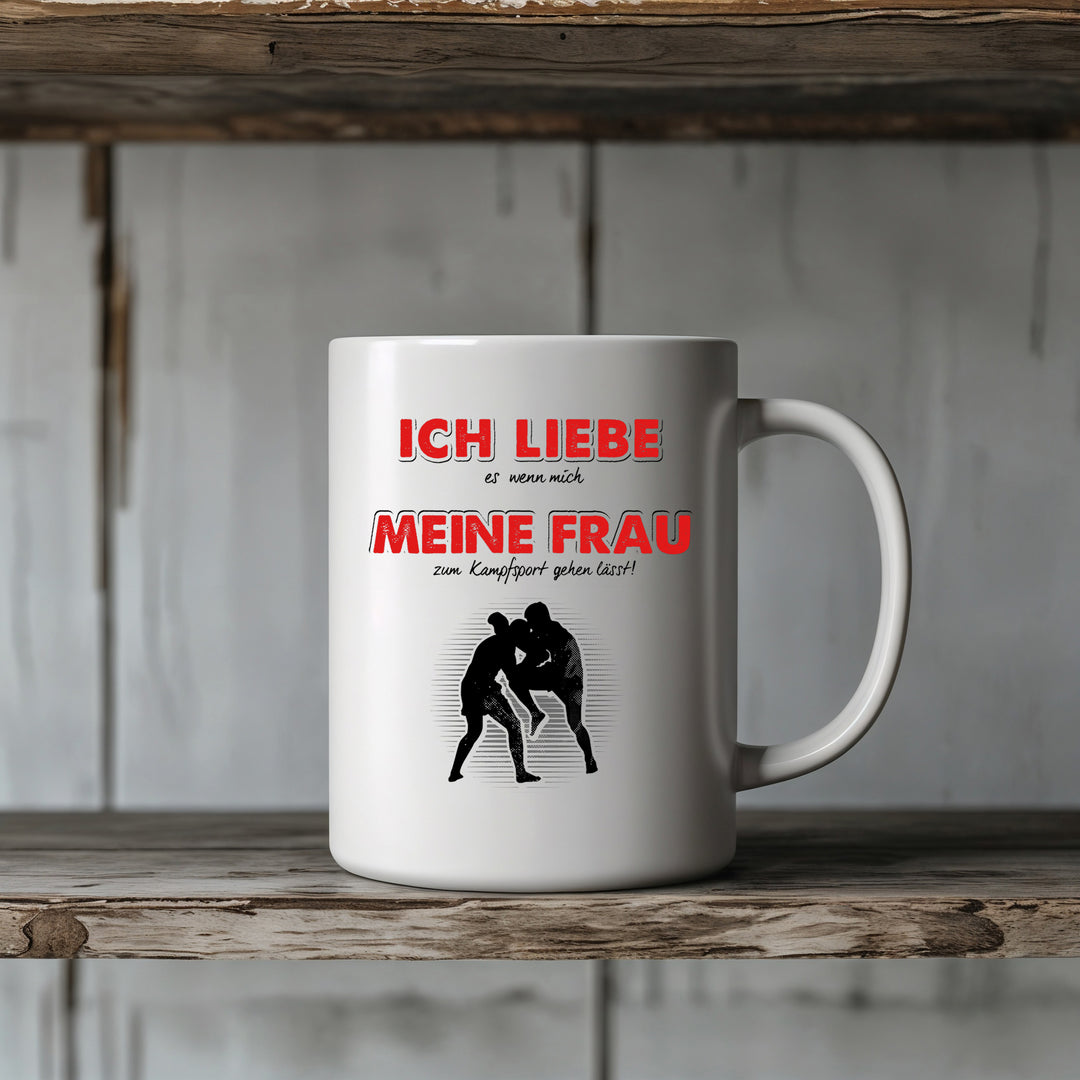 Ich liebe meine Frau Tasse | Kaffeetasse Geschenk für Ehemann Partner Kaffeebecher Angler Fussball Jäger Kampfsport