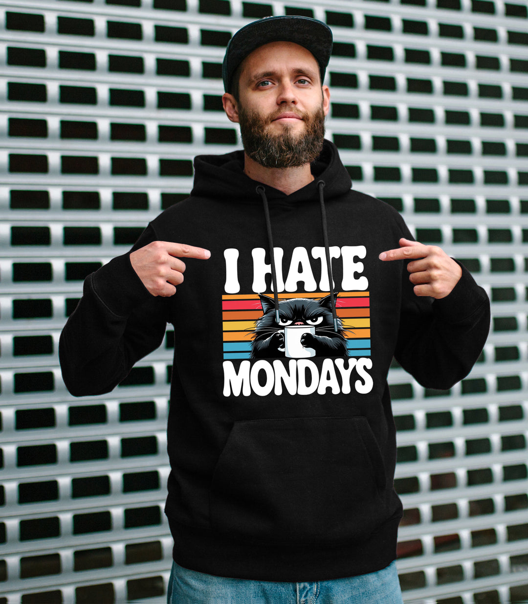 I Hate Mondays Kapuzenpullover | Katzen Arbeit Büro Job Humor Kaffee