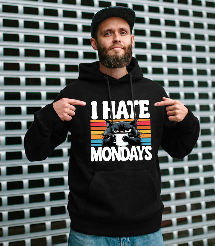 I Hate Mondays Kapuzenpullover | Katzen Arbeit Büro Job Humor Kaffee
