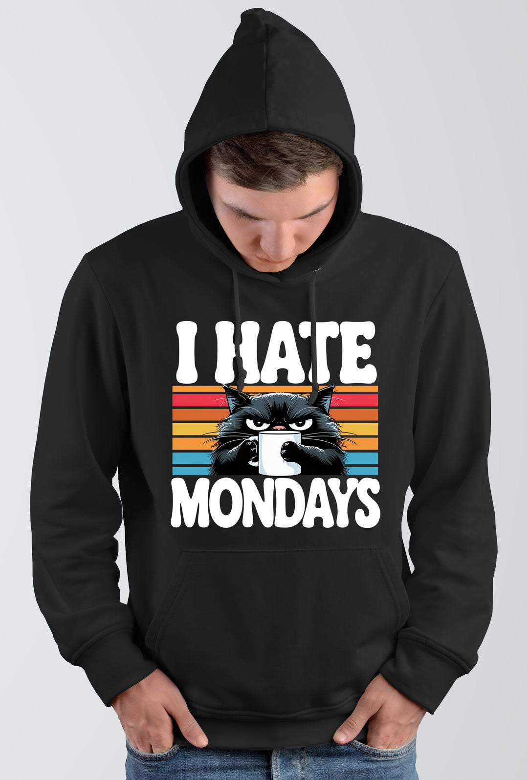I Hate Mondays Kapuzenpullover | Katzen Arbeit Büro Job Humor Kaffee