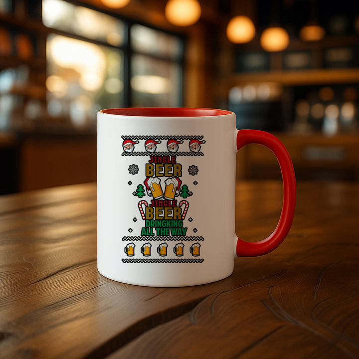 Jingle Beer Tasse | Weihnachts Bier Kaffeetasse Kaffeebecher Weihnachtsmann Weihnachtsfeier