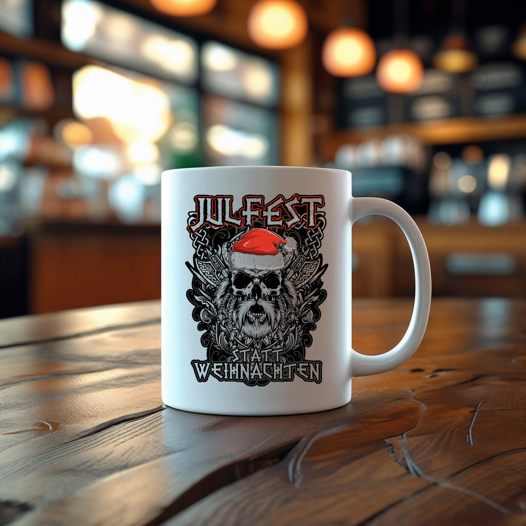 Julfest statt Weihnachten Tasse | Wikinger Kaffeetasse Vikings Kaffeebecher Geschenkidee