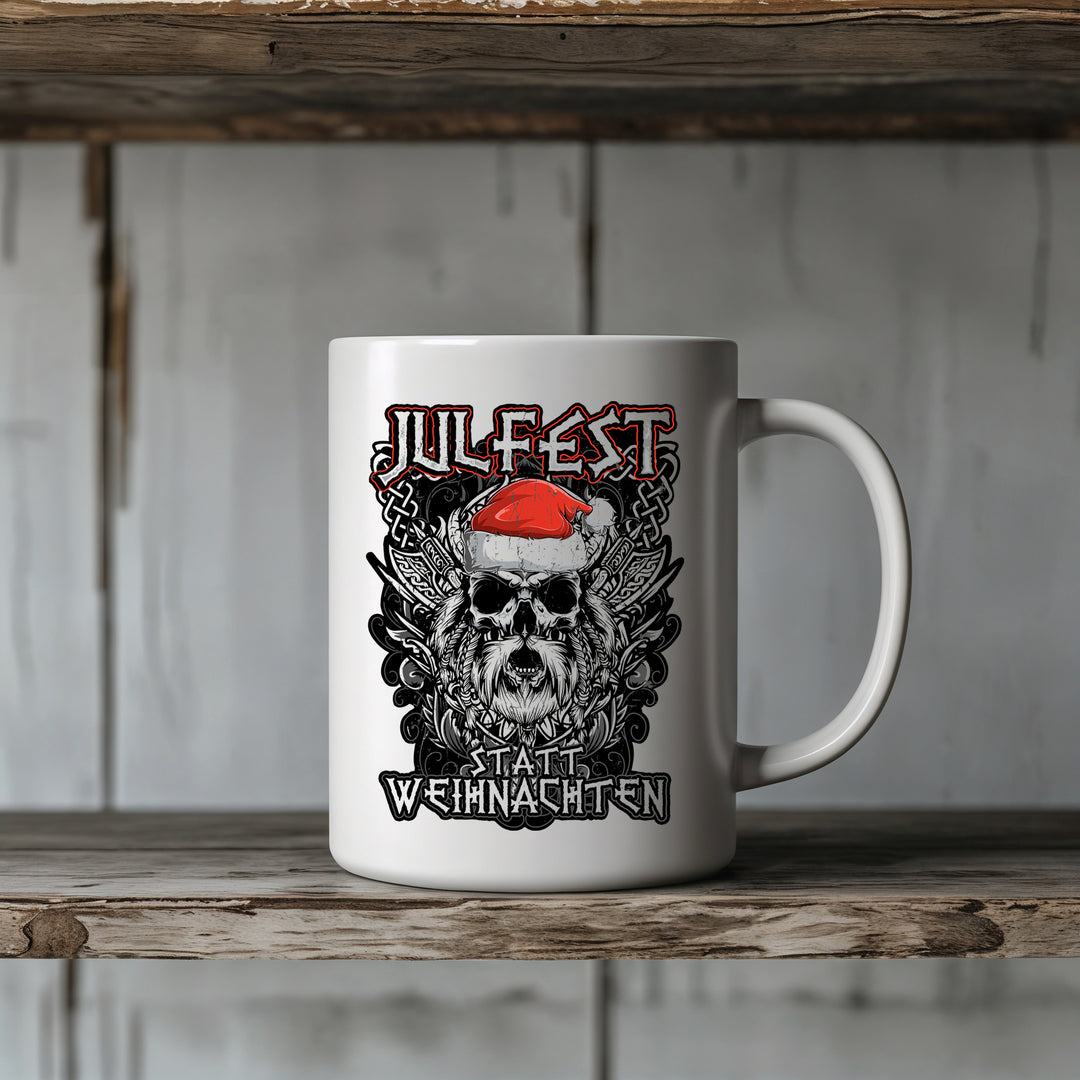 Julfest statt Weihnachten Tasse | Wikinger Kaffeetasse Vikings Kaffeebecher Geschenkidee