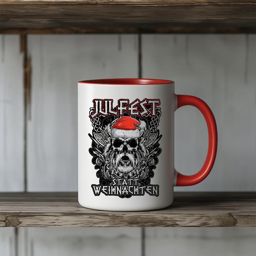 Julfest statt Weihnachten Tasse | Wikinger Kaffeetasse Vikings Kaffeebecher Geschenkidee