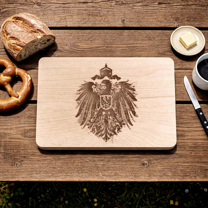 Kaiserreich Schneidebrett | Frühstücksbrettchen mit Gravur – Holzbrett Adler Wappen Preußen Küchenbrett