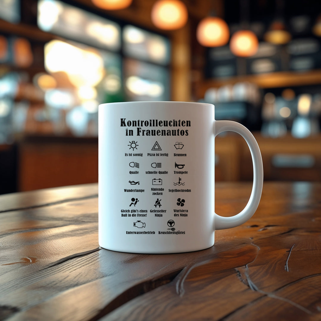 Kontrollleuchten Tasse | Auto Kaffeetasse Werkstatt Geschenkidee Kaffeebecher Autofahrer
