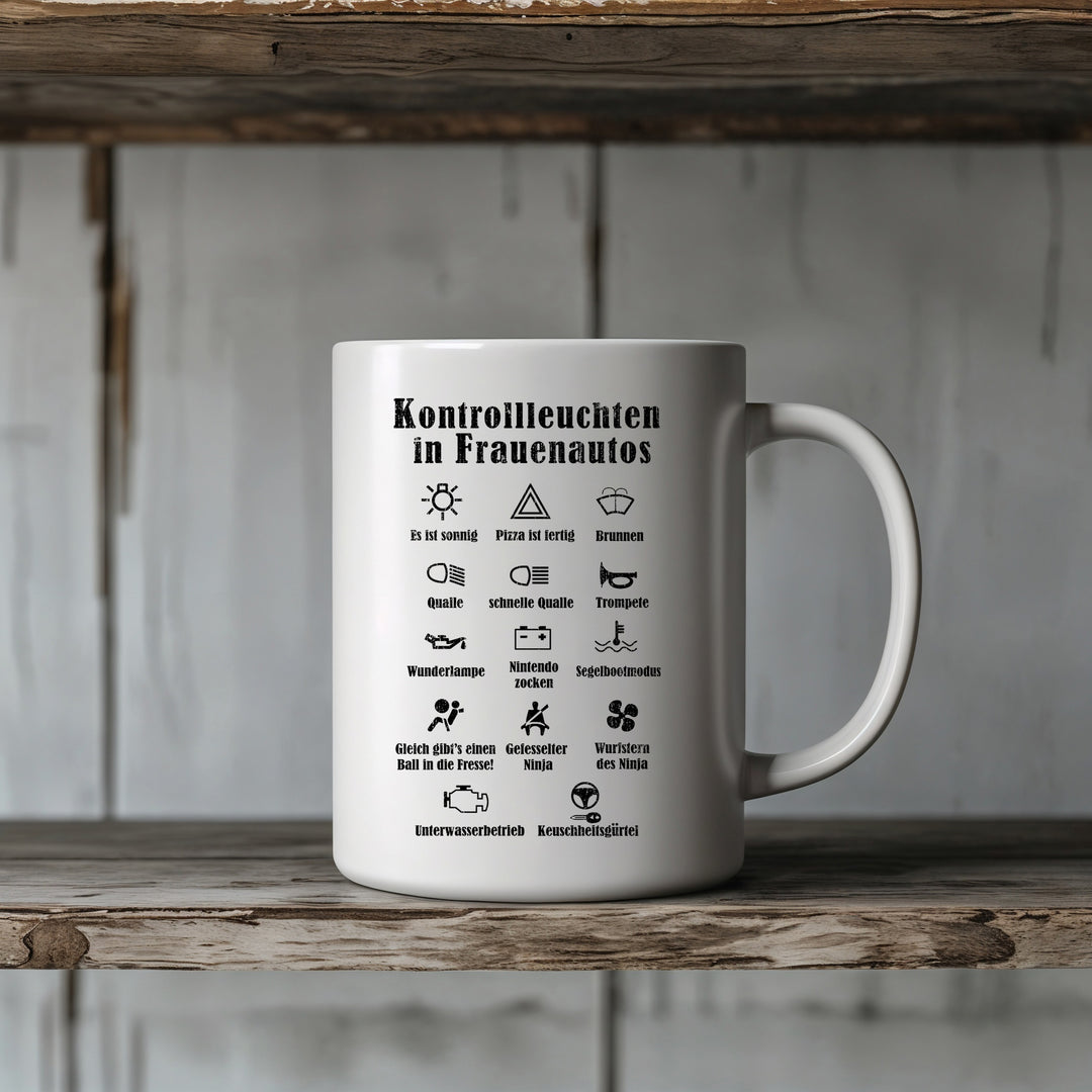 Kontrollleuchten Tasse | Auto Kaffeetasse Werkstatt Geschenkidee Kaffeebecher Autofahrer