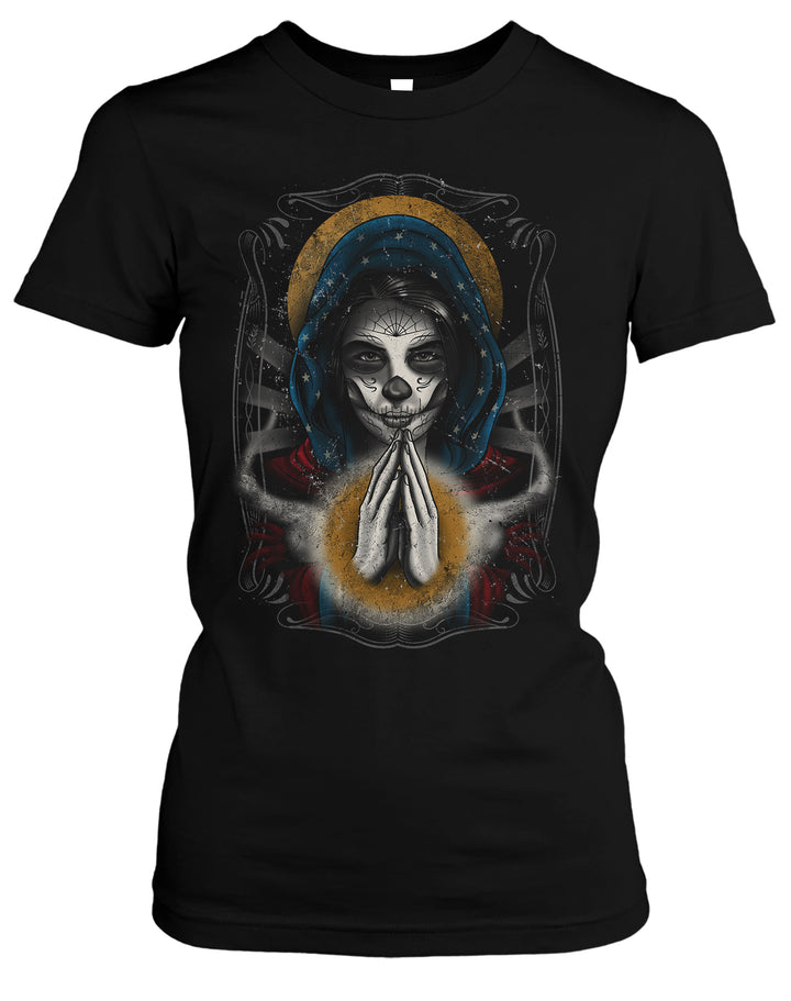 La Catrina Santa Muerte Damen T-Shirt | Mexican Skull Mask | M3