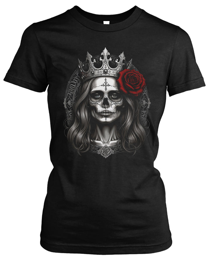 La Catrina Santa Muerte Damen T-Shirt | Mexican Skull Mask | M4