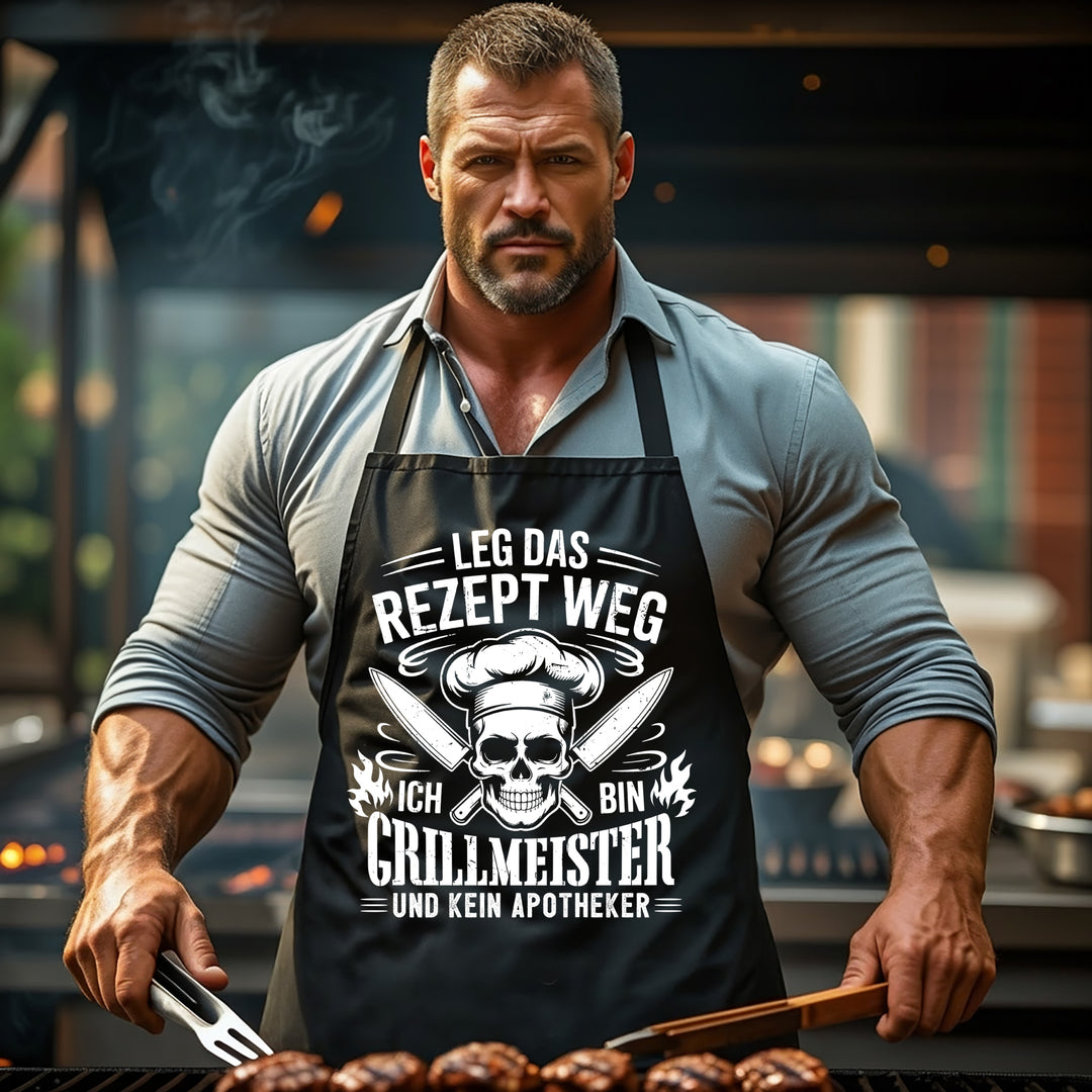Grillschürze – „Leg das Rezept weg“ – BBQ Schürze mit Spruch für Männer