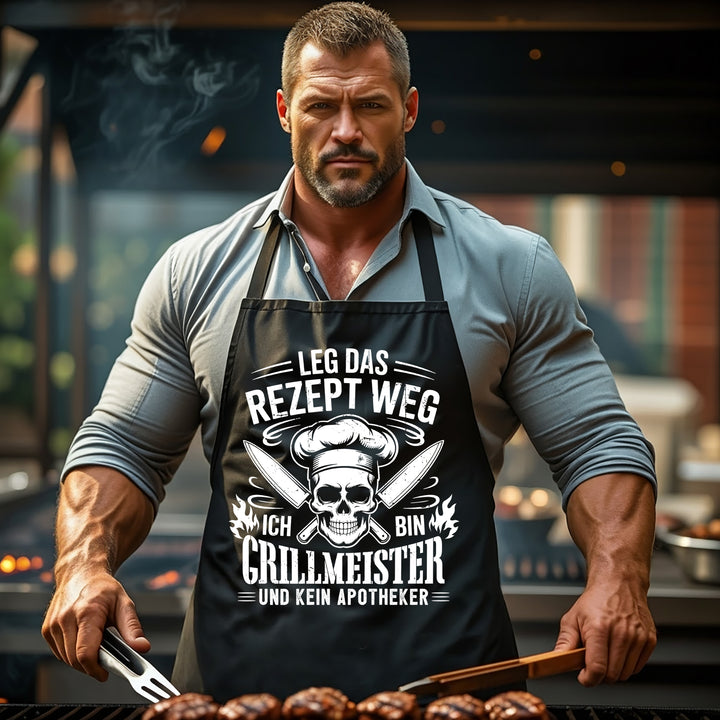 Grillschürze – „Leg das Rezept weg“ – BBQ Schürze mit Spruch für Männer
