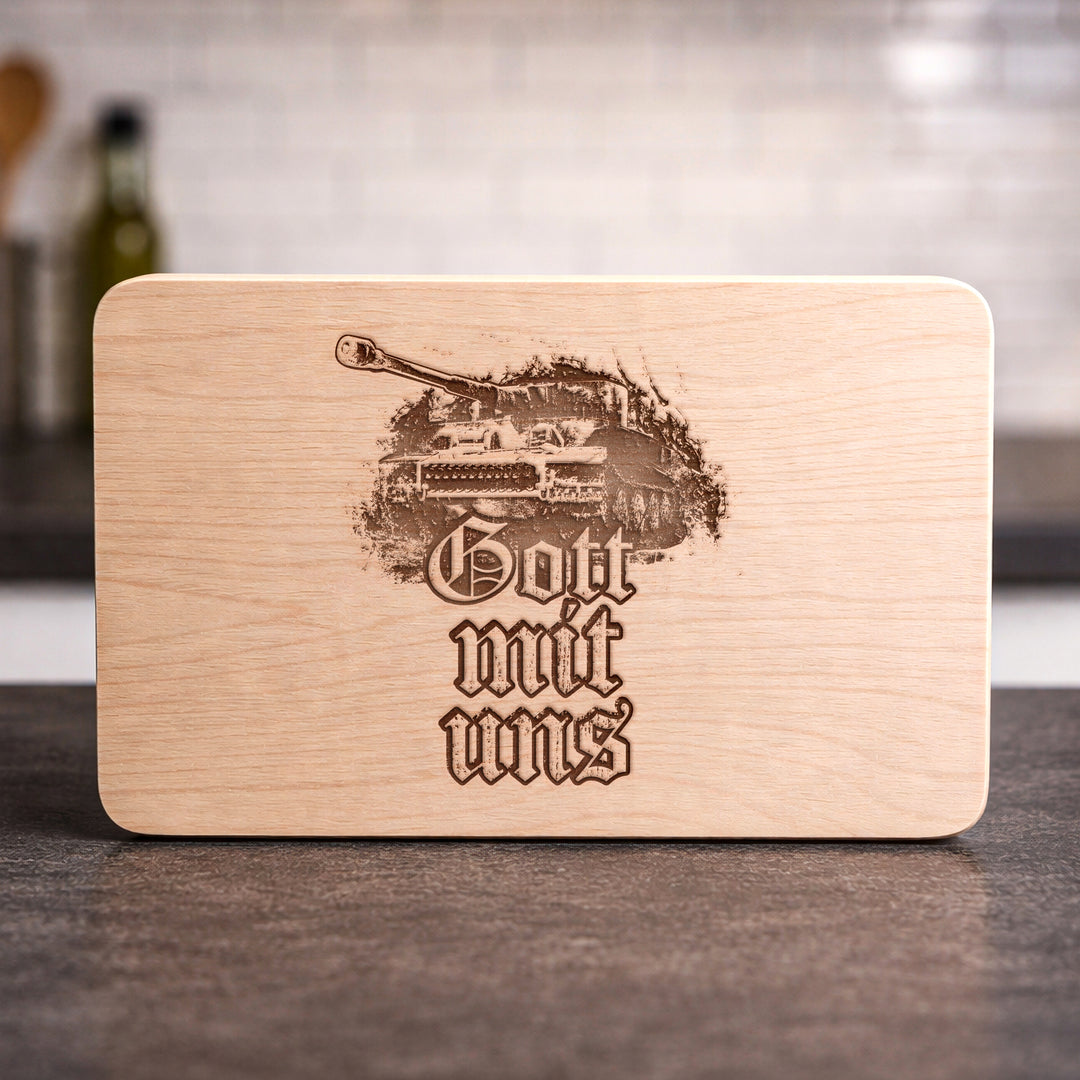 Legende Tiger Schneidebrett | Frühstücksbrettchen mit Gravur – Holzbrett Tiger Panzer Küchenbrett | M4