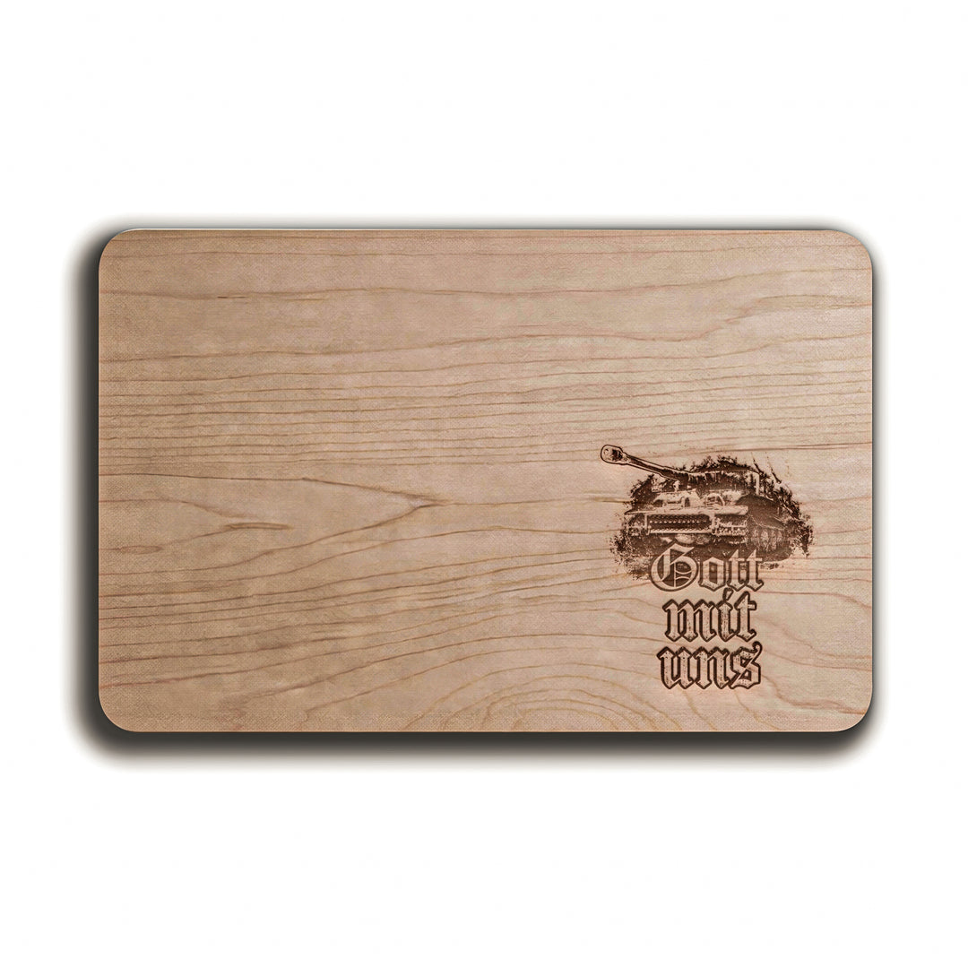Legende Tiger Schneidebrett | Frühstücksbrettchen mit Gravur – Holzbrett Tiger Panzer Küchenbrett | M4