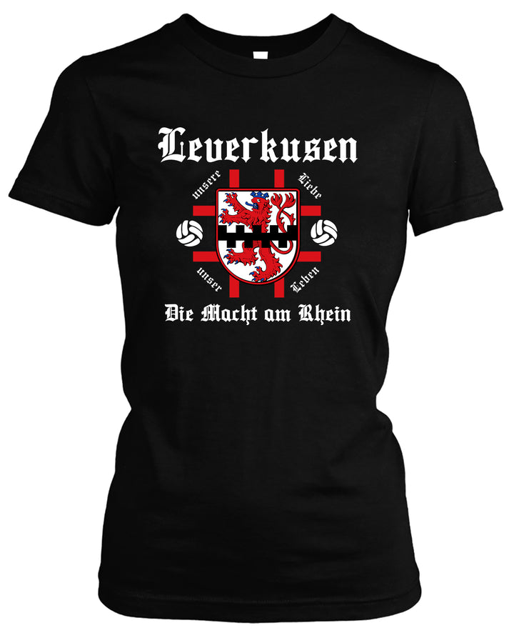 Leverkusen Macht am Rhein Damen T-Shirt | Fan Shirt für Fußball-Girls