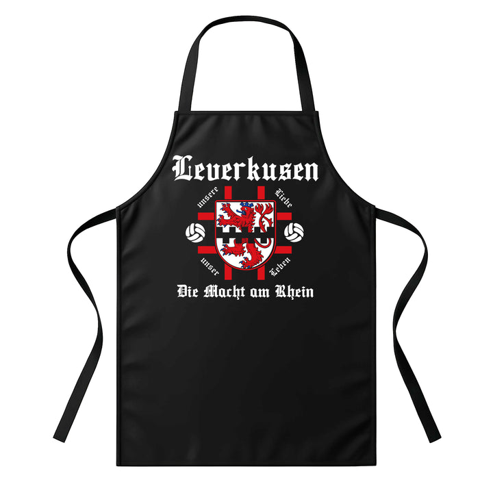 Grillschürze – „Leverkusen Macht am Rhein“ – BBQ Schürze mit Spruch für Männer