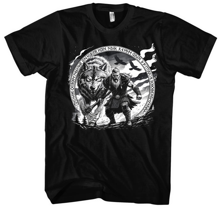 Lieber ein Wolfs Odins T-Shirt | Wikinger Shirt mit Wolf & Axt | M3-M4