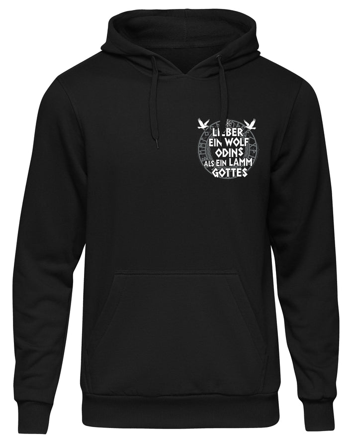 Lieber ein Wolfs Odins Kapuzenpullover | Wikinger Hoodie mit Wolf & Axt | M3-M4