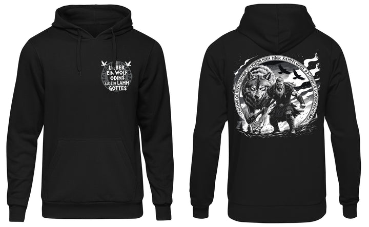 Lieber ein Wolfs Odins Kapuzenpullover | Wikinger Hoodie mit Wolf & Axt | M3-M4