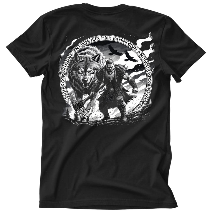 Lieber ein Wolfs Odins T-Shirt | Wikinger Shirt mit Wolf & Axt | M3-M4