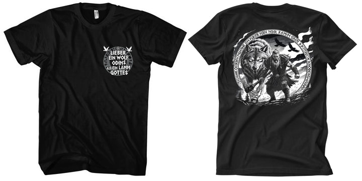 Lieber ein Wolfs Odins T-Shirt | Wikinger Shirt mit Wolf & Axt | M3-M4