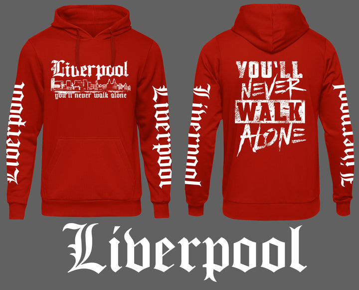 Liverpool über alles Kapuzenpullover | Skyline Hoodie England Pullover | FB Ärmeldruck