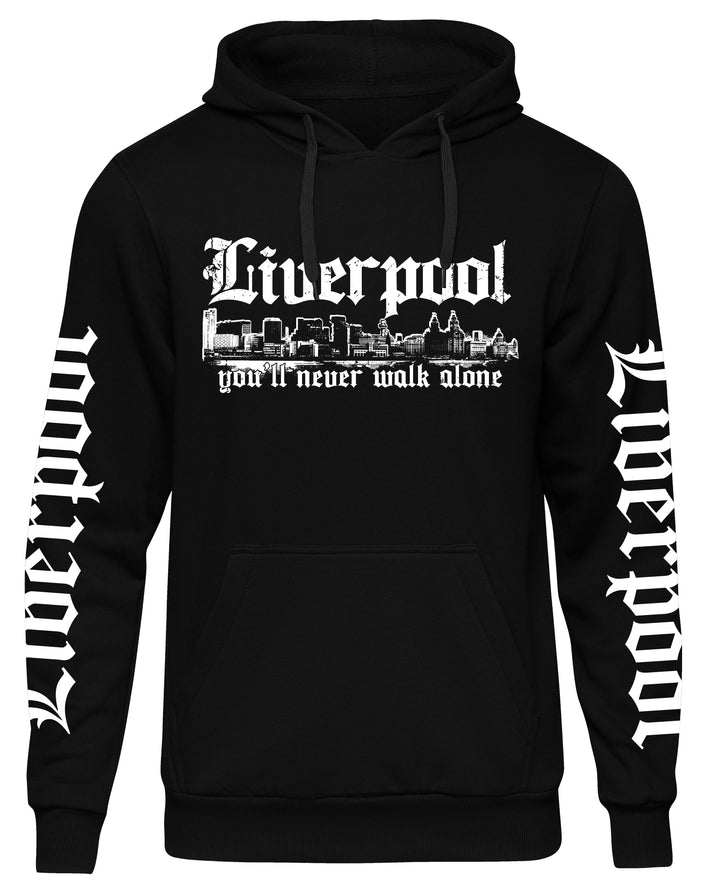 Liverpool über alles Kapuzenpullover | Skyline Hoodie England Pullover | FB Ärmeldruck