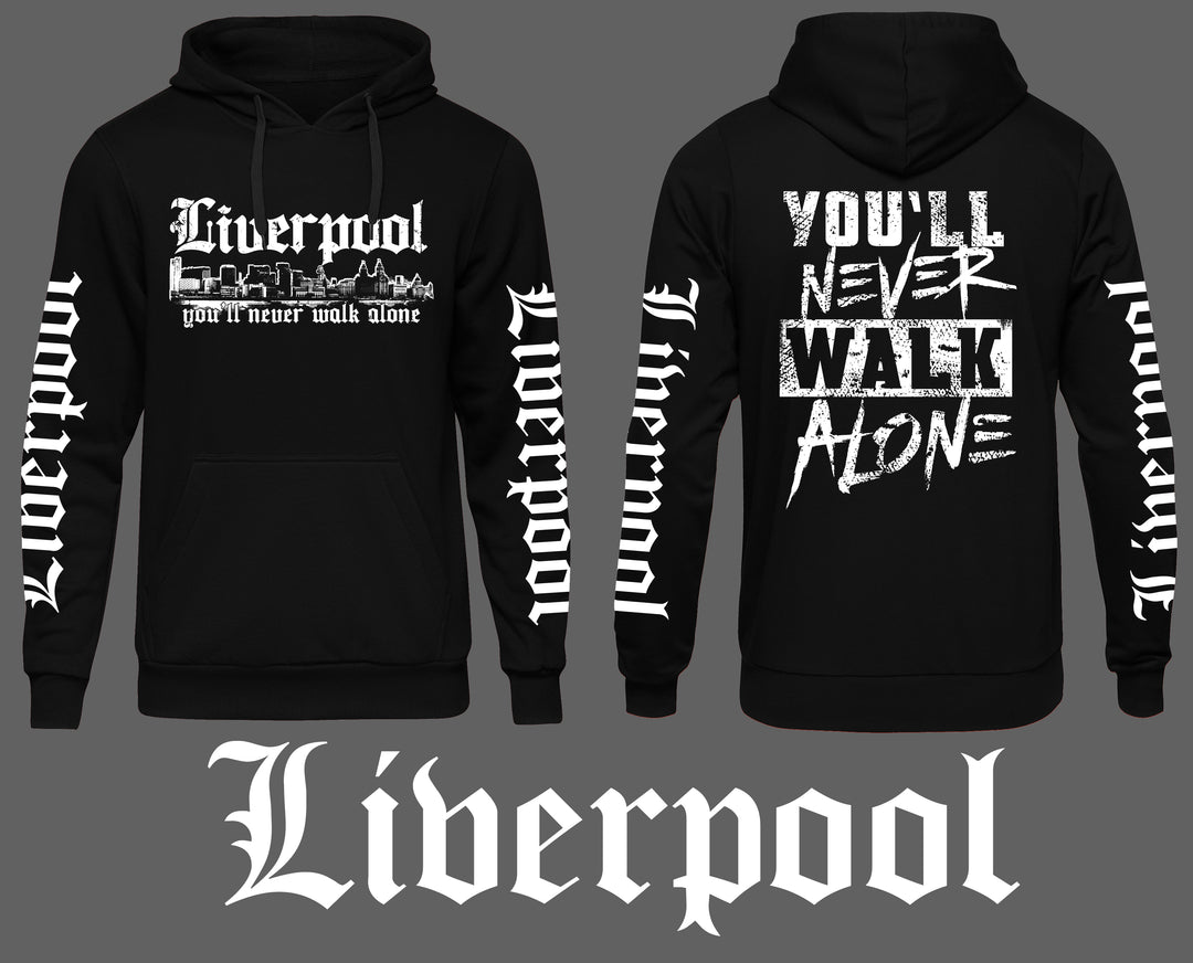Liverpool über alles Kapuzenpullover | Skyline Hoodie England Pullover | FB Ärmeldruck