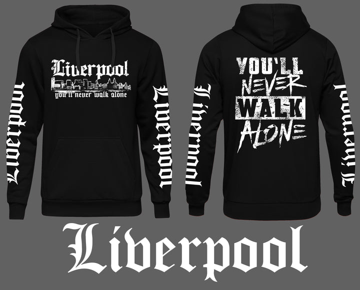 Liverpool über alles Kapuzenpullover | Skyline Hoodie England Pullover | FB Ärmeldruck