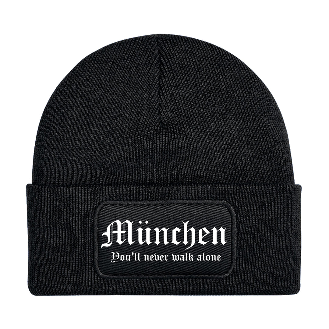 München Never Walk Alone Mütze | Fußball Wintermütze | Patch Beanie