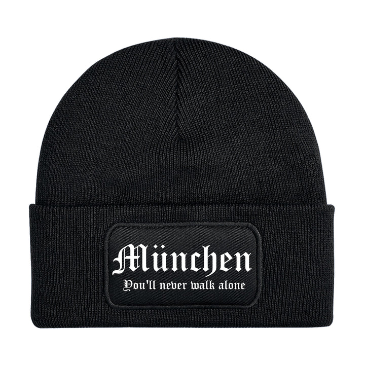 München Never Walk Alone Mütze | Fußball Wintermütze | Patch Beanie