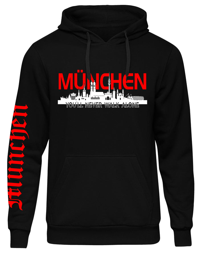 München über Alles Kapuzenpullover | Fussball Skyline | Ärmeldruck
