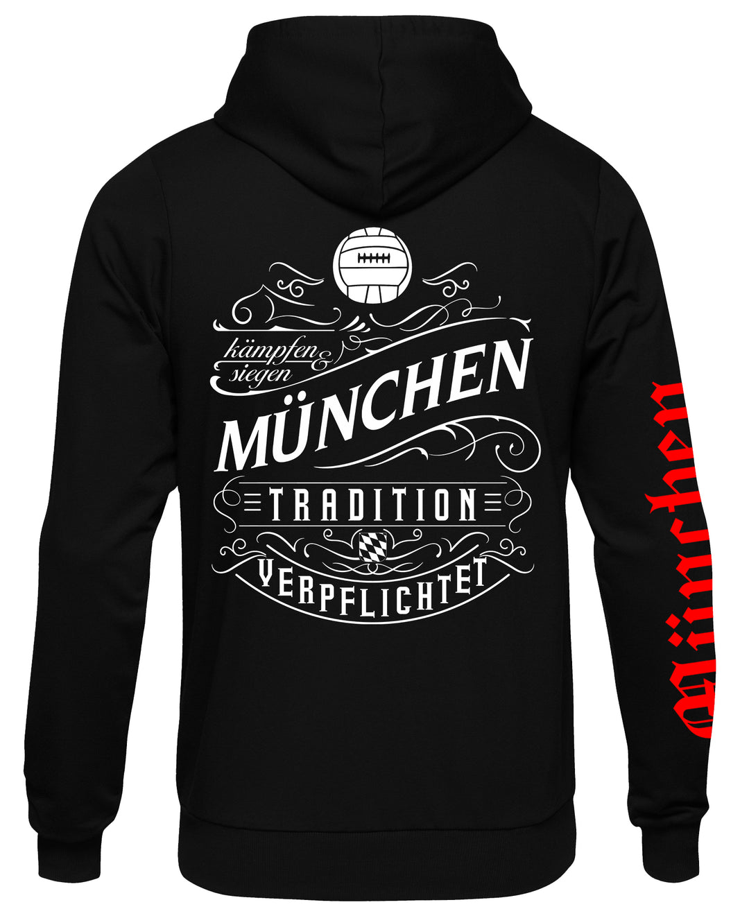 München über Alles Kapuzenpullover | Fussball Skyline | Ärmeldruck