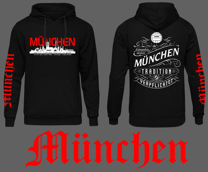 München über Alles Kapuzenpullover | Fussball Skyline | Ärmeldruck