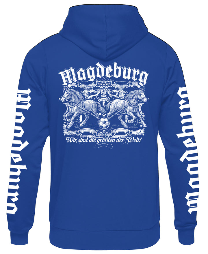 Magdeburg Halbkugeln Kapuzenpullover | Ostdeutschland Heimat | Ärmeldruck