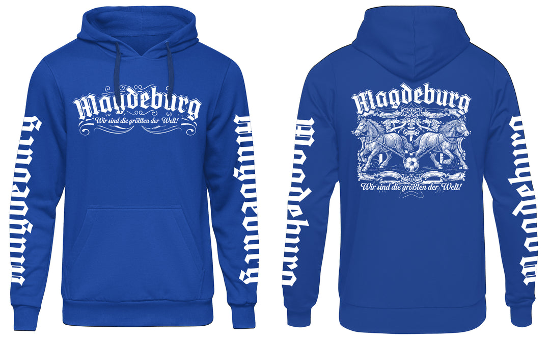 Magdeburg Halbkugeln Kapuzenpullover | Ostdeutschland Heimat | Ärmeldruck
