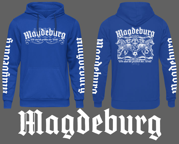 Magdeburg Halbkugeln Kapuzenpullover | Ostdeutschland Heimat | Ärmeldruck