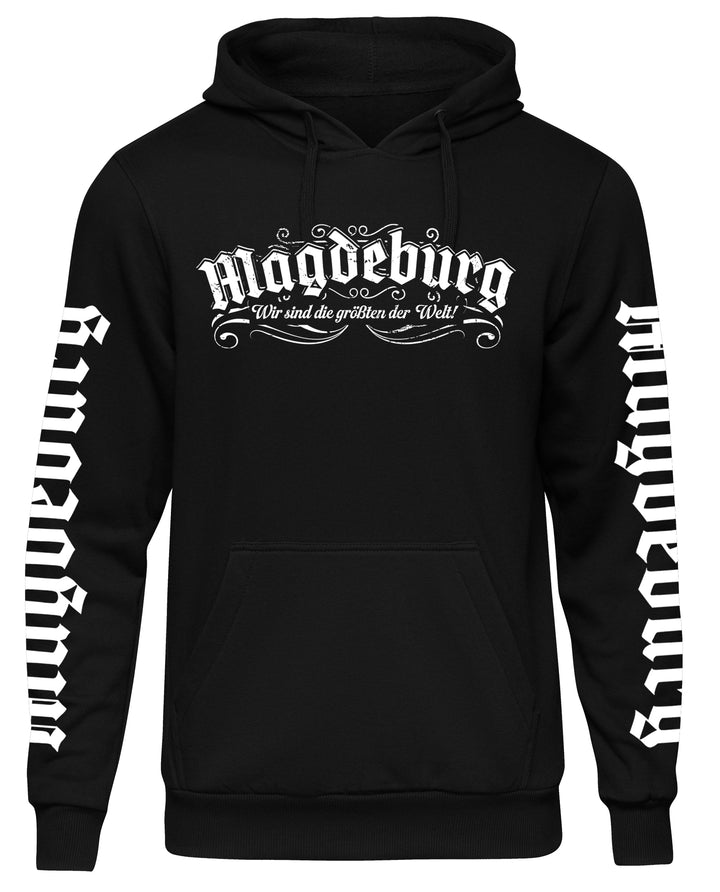 Magdeburg Halbkugeln Kapuzenpullover | Ostdeutschland Heimat | Ärmeldruck