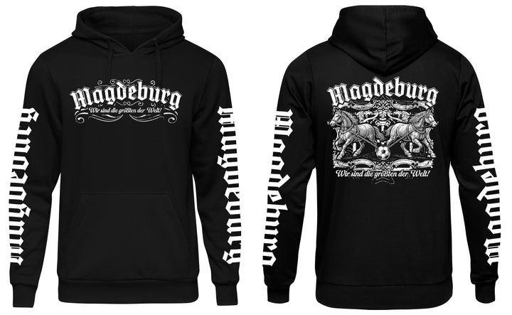 Magdeburg Halbkugeln Kapuzenpullover | Ostdeutschland Heimat | Ärmeldruck