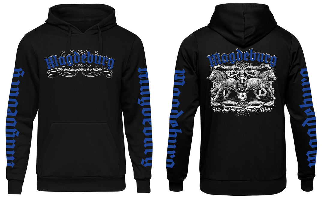 Magdeburg Halbkugeln Kapuzenpullover | Ostdeutschland Heimat | Ärmeldruck