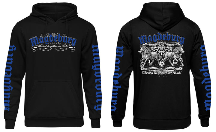 Magdeburg Halbkugeln Kapuzenpullover | Ostdeutschland Heimat | Ärmeldruck