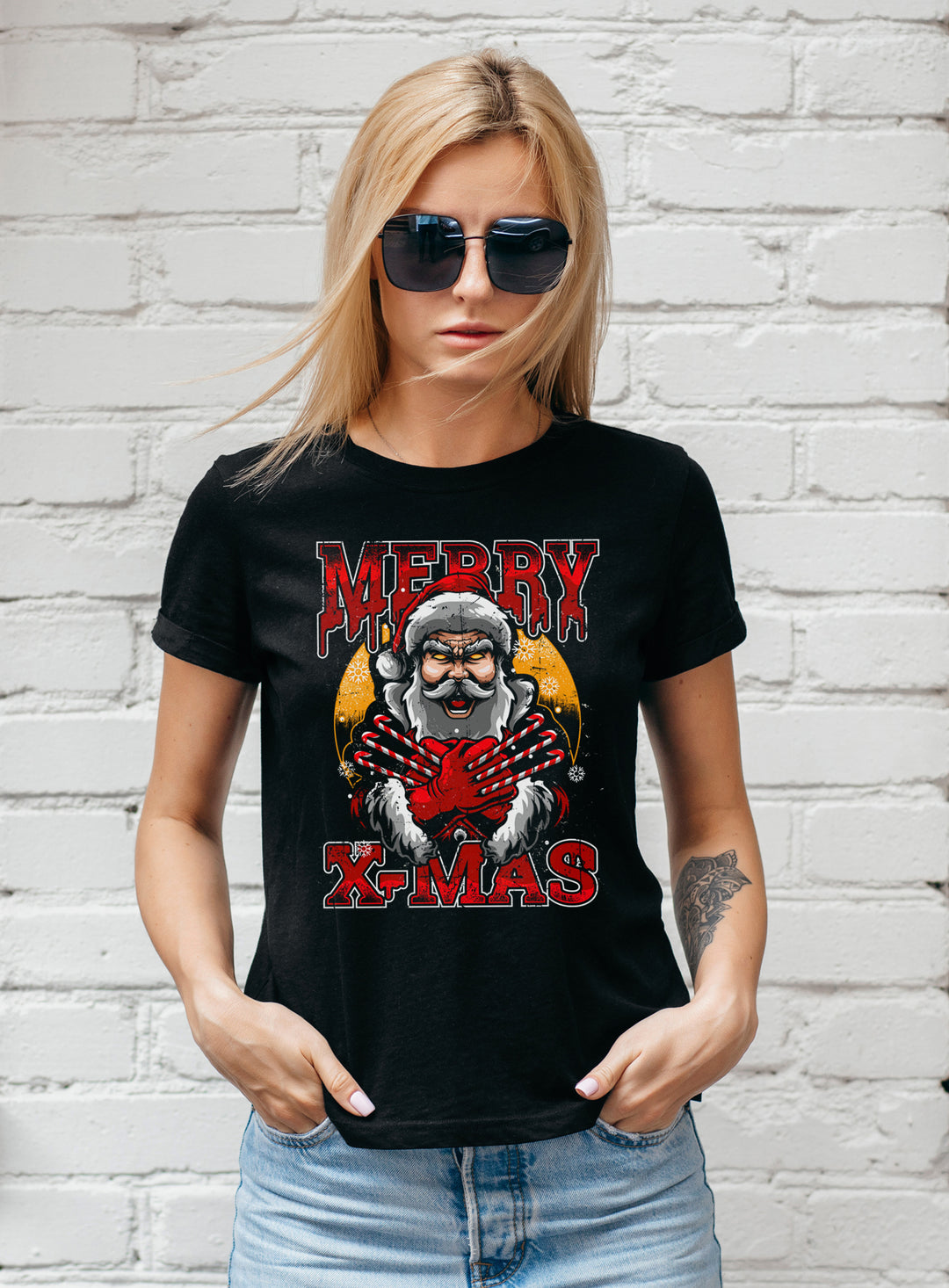 Merry X-Mas Damen T-Shirt | Weihnachten Xmas Comic