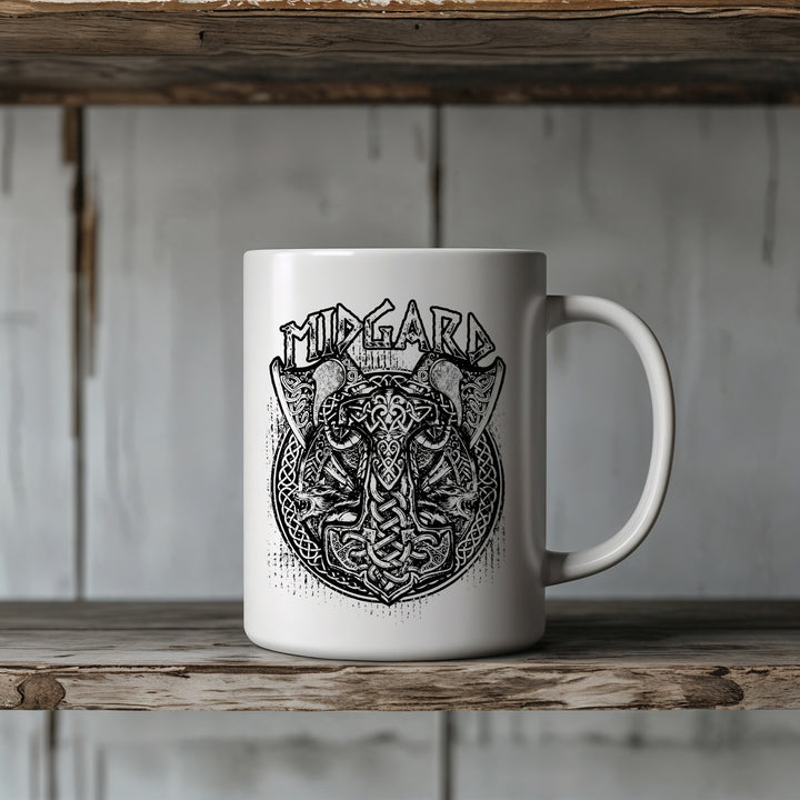 Midgard Tasse | Wikinger Kaffeetasse Odin Ragnar Kaffeebecher Vikings Mythologie | M1