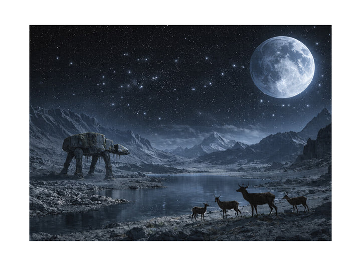 Moon Walker Leinwand | Sci-Fi Weltraum Bild Mond Space Nacht Panorama Deko | M2