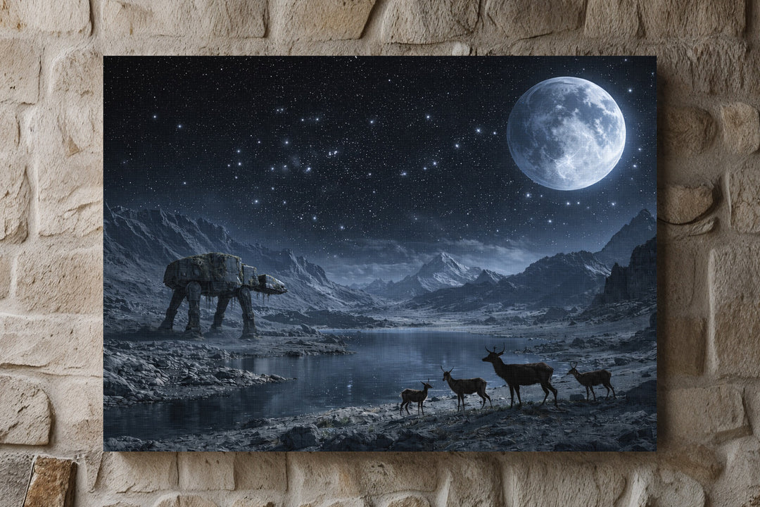 Moon Walker Leinwand | Sci-Fi Weltraum Bild Mond Space Nacht Panorama Deko | M2
