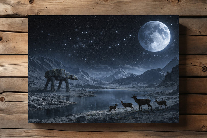 Moon Walker Leinwand | Sci-Fi Weltraum Bild Mond Space Nacht Panorama Deko | M2
